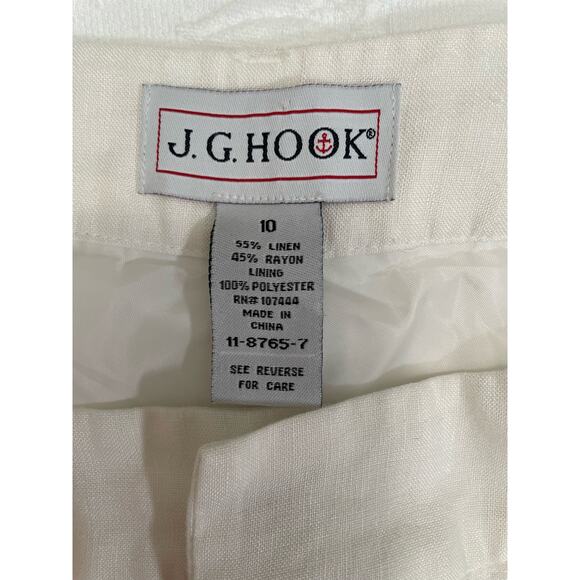 Linen Wide Leg Pants with Cuffs, Creamy White, Size 10, Lined, JG Hook - Picture 4 of 4